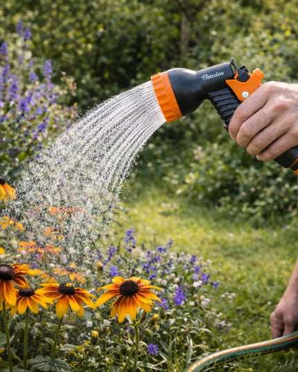 Guminė sodo žarna 3/4" 50m 4 sluoksnių + purkštuko pistoletas BRADAS rinkinys