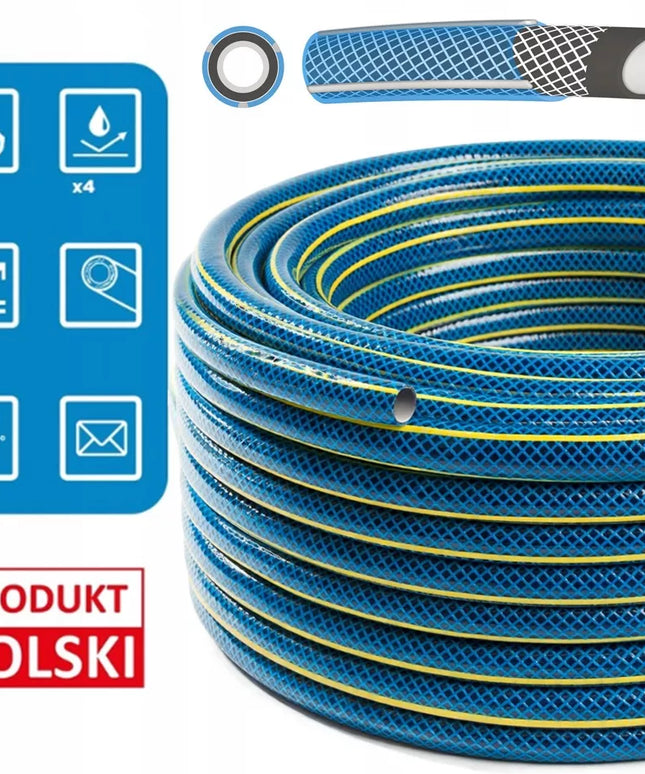 Sodo žarna guminė 3/4" 50m 4 sluoksnių + purkštukas, laistytuvas Bradas rinkinys