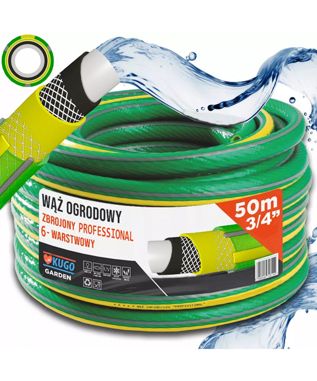 Guminė sodo žarna 3/4" 50 m, 6 sluoksnių, armuota, 36 bar, Lenkijos gamybos