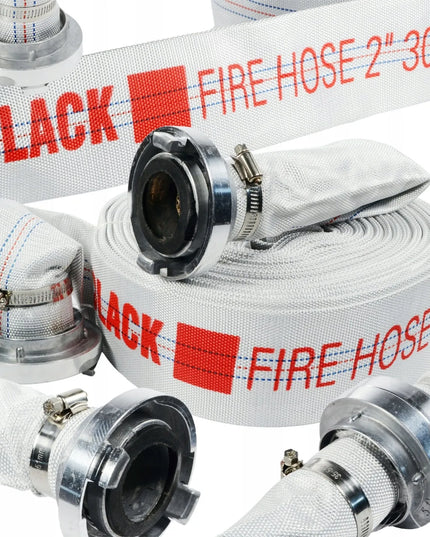 „Black“ priešgaisrinė tekstilinė žarna vandeniui ir nuotekoms, 30 m, 2 colių (52 mm), su greitosiomis jungtimis