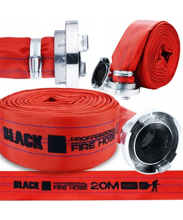„Black“ gaisrinė slėginė žarna vandeniui ir nuotekoms, 52 mm (2″), 20 m, su greitaisiais sujungimais