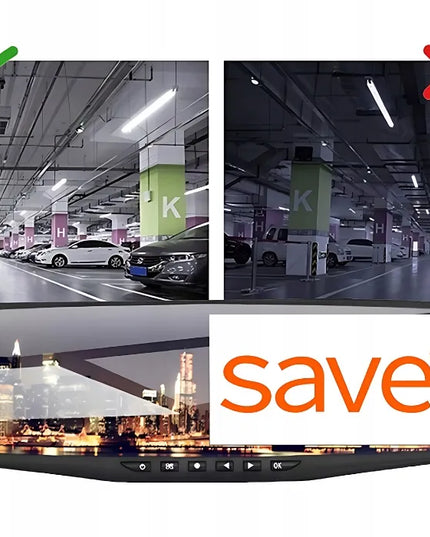 Automobilinis vaizdo registratorius veidrodėlyje „Save S-600“ su galine kamera