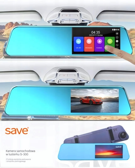 Automobilinis vaizdo registratorius veidrodėlyje S-300 su galine kamera