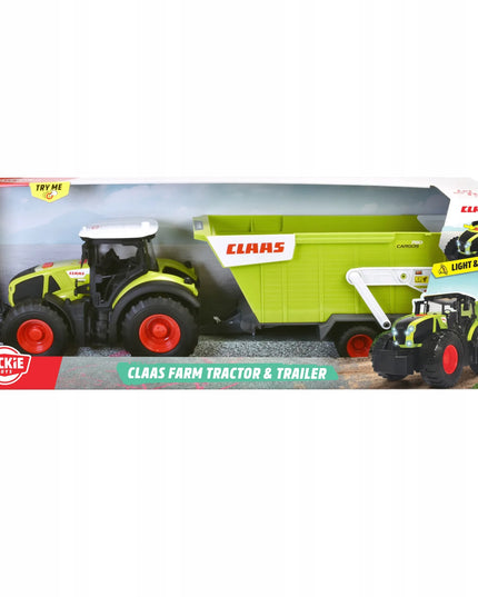 DICKIE TOYS Didelis interaktyvus traktorius su priekaba CLAAS su šviesos ir garso efektais 64 cm