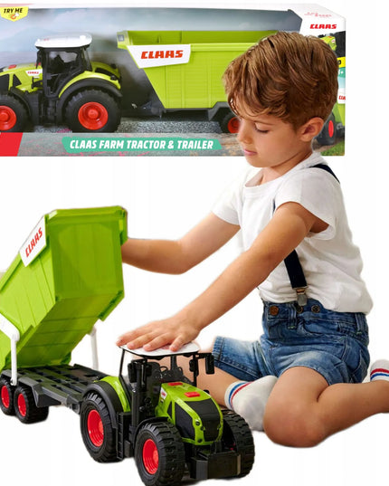 DICKIE TOYS Didelis interaktyvus traktorius su priekaba CLAAS su šviesos ir garso efektais 64 cm