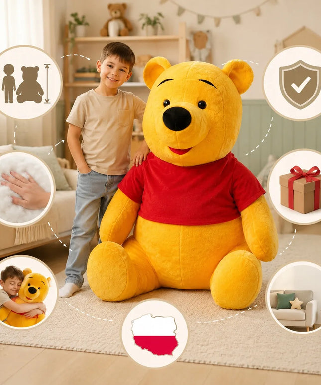 Didelis pliušinis Mikės Pūkuotuko meškiukas – 125 cm, minkštas žaislas ir dovana