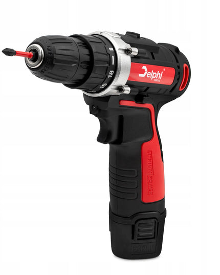 Akumuliatorinis gręžtuvas-suktuvas Delphi tools 12V 2xAkumuliatoriai + antgalių rinkinys