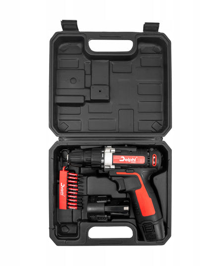 Akumuliatorinis gręžtuvas-suktuvas Delphi tools 12V 2xAkumuliatoriai + antgalių rinkinys