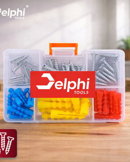 Galingas belaidis smūginis gręžtuvas-suktuvas su bešepetėliniu varikliu Delphi Tools, 2x akumuliatoriai