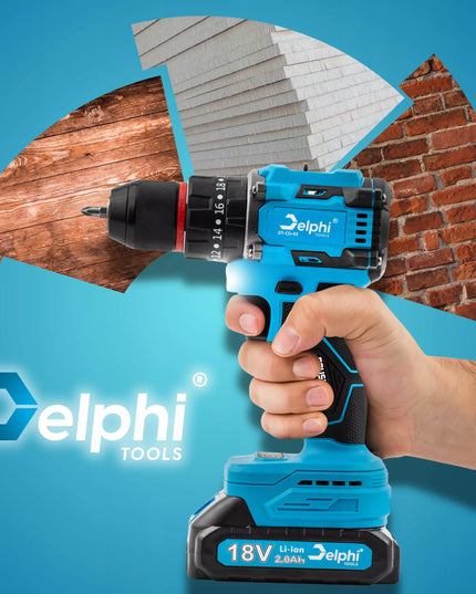 Belaidis smūginis gręžtuvas-suktuvas Delphi Tools bešepetėlis PRO 2xAKU