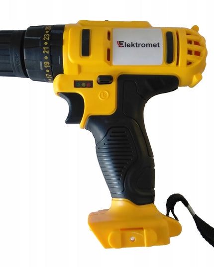Akumuliatorinis gręžtuvas-suktuvas Elektromet 21V su smūgine funkcija, 2x4Ah akumuliatoriai