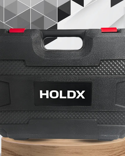 Akumuliatorinis smūginis gręžtuvas-suktuvas HOLDX 21V, 2x2.0Ah akumuliatoriai, XL rinkinys su lagaminu