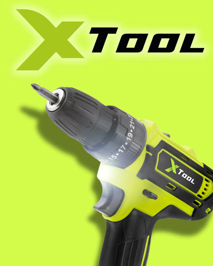 xTool akumuliatorinis smūginis gręžtuvas-suktukas 21V, 2x2Ah su priedų rinkiniu