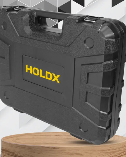 HOLDX smūginis akumuliatorinis gręžtuvas-suktuvas, didelis įrankių rinkinys 2x akumuliatoriai, antgaliai ir grąžtai