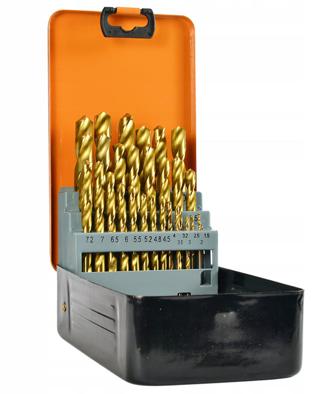 Titano grąžtai metalui, grąžtų rinkinys, 29 vnt., 1,5-12,7 mm, 29 PCS BLACK