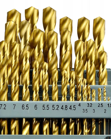 Titano grąžtai metalui, grąžtų rinkinys, 29 vnt., 1,5-12,7 mm, 29 PCS BLACK