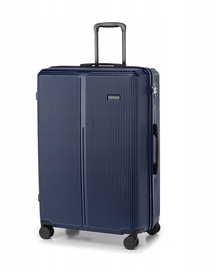 WITTCHEN didelis lagaminas 56-3A-603-90 iš ABS su smulkiomis juostelėmis, tamsiai mėlynas, 96 l