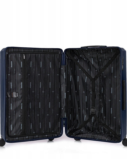 WITTCHEN didelis lagaminas 56-3A-603-90 iš ABS su smulkiomis juostelėmis, tamsiai mėlynas, 96 l