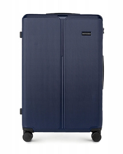 WITTCHEN didelis lagaminas 56-3A-603-90 iš ABS su smulkiomis juostelėmis, tamsiai mėlynas, 96 l