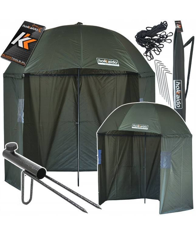 Neperšlampamas meškeriojimo skėtis-palapinė su šoniniais elementais 3/4 2,2m HOKKAIDO + kuoliukas!