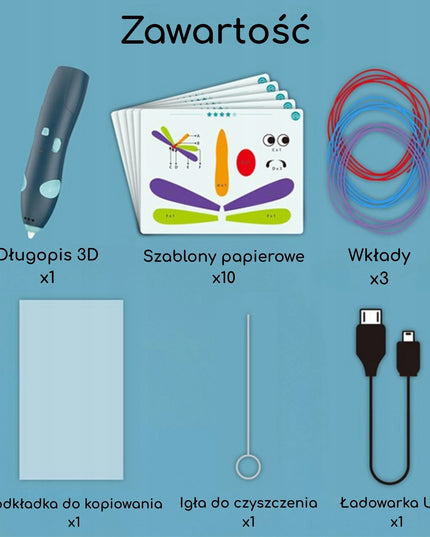 Woopie 3D pieštukas-spausdintuvas, saugus, su užpildais ir USB laidu
