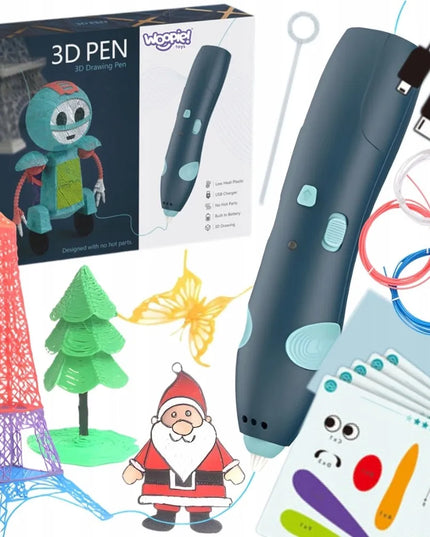 Woopie 3D pieštukas-spausdintuvas, saugus, su užpildais ir USB laidu