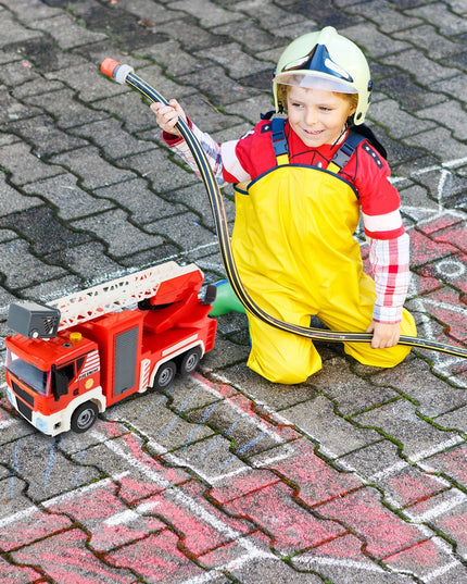 Ugniagesių automobilio konstravimo rinkinys, 95 dalys, šviesa ir garsas, lagaminas