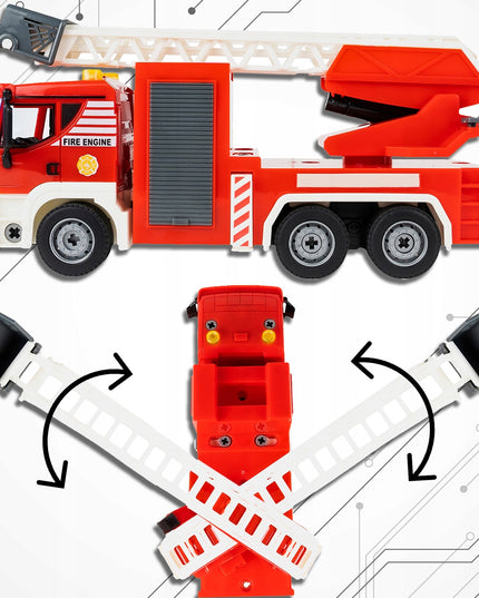 Ugniagesių automobilio konstravimo rinkinys, 95 dalys, šviesa ir garsas, lagaminas