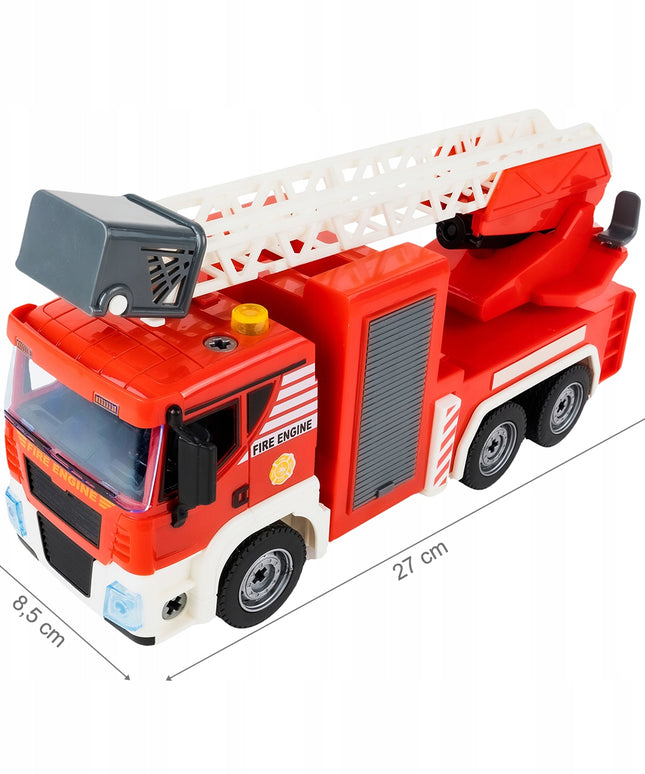 Ugniagesių automobilio konstravimo rinkinys, 95 dalys, šviesa ir garsas, lagaminas