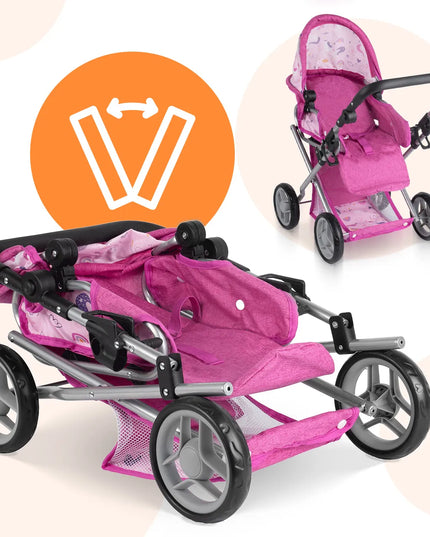 MalPlay 3-in-1 lėlių vežimėlis su lopšiu, sportine dalimi, automobiline kėdute ir priedais