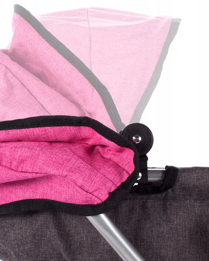 MalPlay vaikiškas lėlių vežimėlis, rožinis, sulankstomas su krepšiu