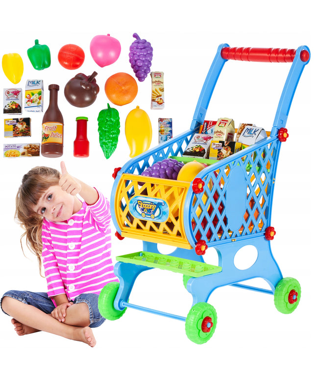 VAIKIŠKAS APSIPIRKIMO VEŽIMĖLIS SU PRODUKTAIS