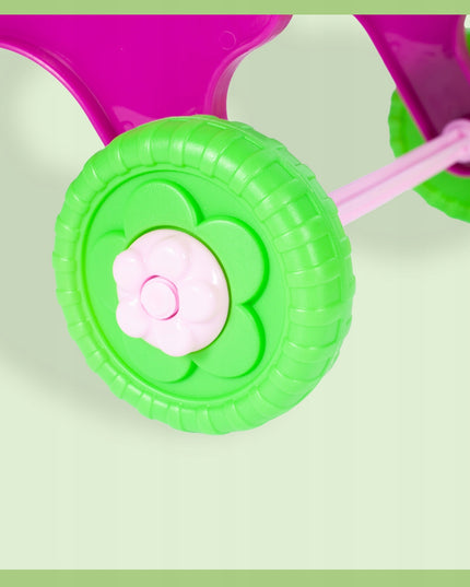 Vaikiškas rožinis parduotuvės vežimėlis/krepšelis su pirkiniais