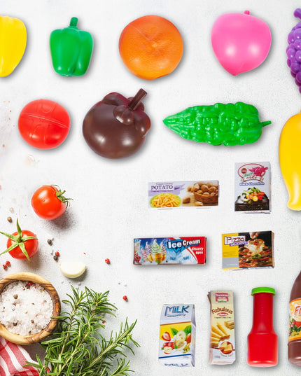 Vaikiškas rožinis parduotuvės vežimėlis/krepšelis su pirkiniais