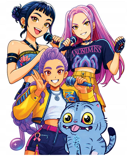 Valgomas cukrinis torto atspaudas A5 K-POP DEMON HUNTERS gimtadienio dekoracija