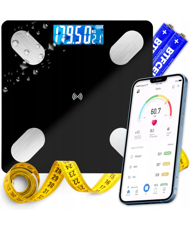Išmaniosios elektroninės vonios svarstyklės „Bluetooth“ su BMI programėle