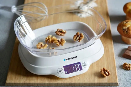 Blaupunkt FKS501 virtuvinės svarstyklės su dubeniu, 5 kg, baltos