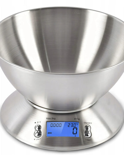 Virtuvinės svarstyklės Retoo 1 g-5 kg iš nerūdijančio plieno su 1,8 l dubeniu ir laikmačiu