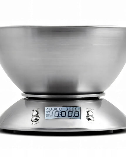 Virtuvinės svarstyklės Retoo 1 g-5 kg iš nerūdijančio plieno su 1,8 l dubeniu ir laikmačiu