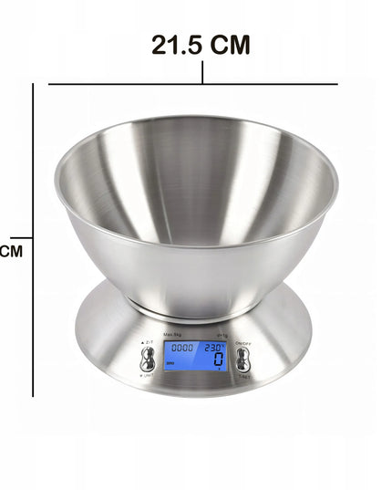 Virtuvinės svarstyklės Retoo 1 g-5 kg iš nerūdijančio plieno su 1,8 l dubeniu ir laikmačiu