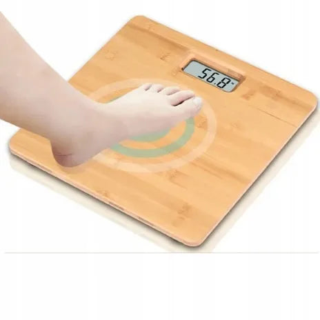 Bambusinės elektroninės vonios svarstyklės LCD iki 180 kg, modernios ir stabilios