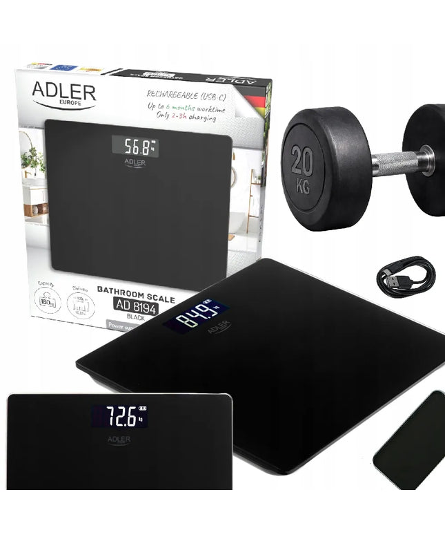 Elektroninės vonios svarstyklės Adler Europe AD8194 Black 180 kg