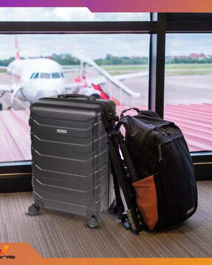 Mažas 40 l „Omna ARIZONA“ ABS salono lagaminas vaikams su ratukais, juodas