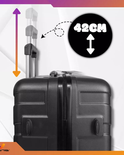 Mažas 40 l „Omna ARIZONA“ ABS salono lagaminas vaikams su ratukais, juodas