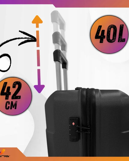 Omna NEVADA 40 l mažas kabininis ABS lagaminas ant ratukų, juodas