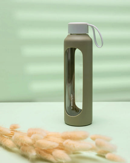 Wessper B1 BOROSILICATE daugkartinio naudojimo stiklinė gertuvė vandeniui, 500 ml, su skalėmis