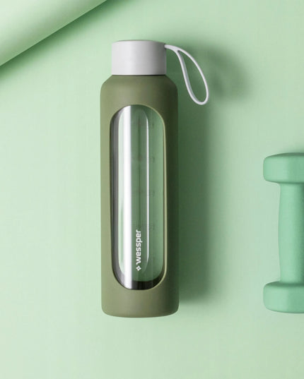 Wessper B1 BOROSILICATE daugkartinio naudojimo stiklinė gertuvė vandeniui, 500 ml, su skalėmis