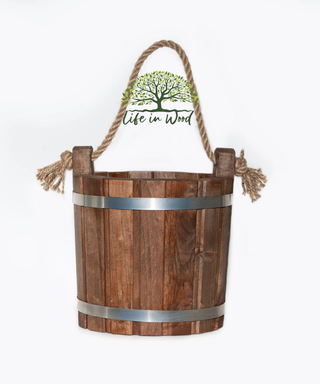 Medinis kibirėlis 28cm 7,5l tamsaus riešutmedžio spalvos sandarus ir tvirtas