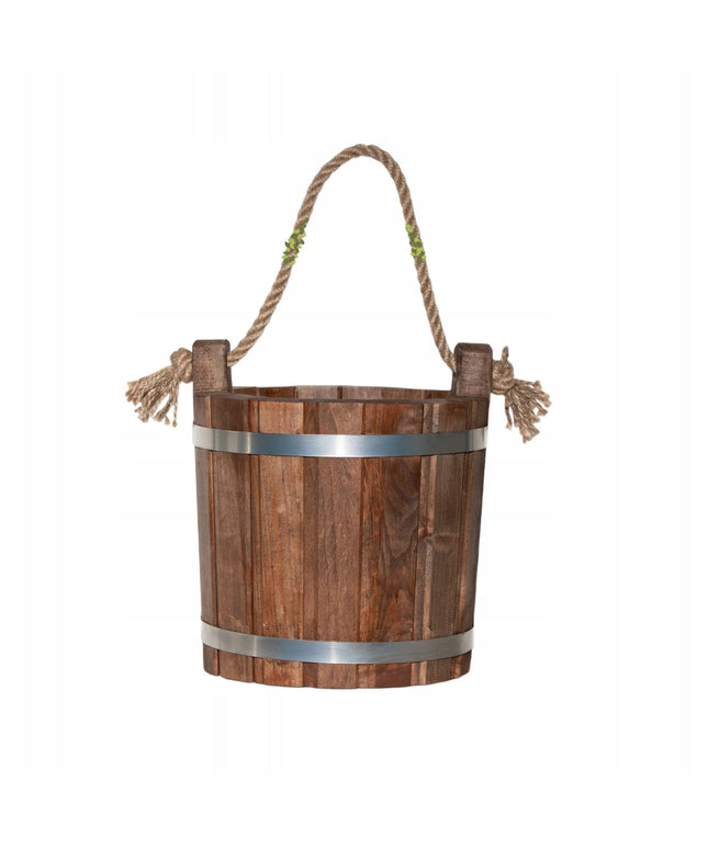 Medinis kibirėlis 28cm 7,5l tamsaus riešutmedžio spalvos sandarus ir tvirtas