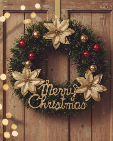 Kalėdinis vainikas Girlianda Papuošimas durims langui Merry Christmas 30cm